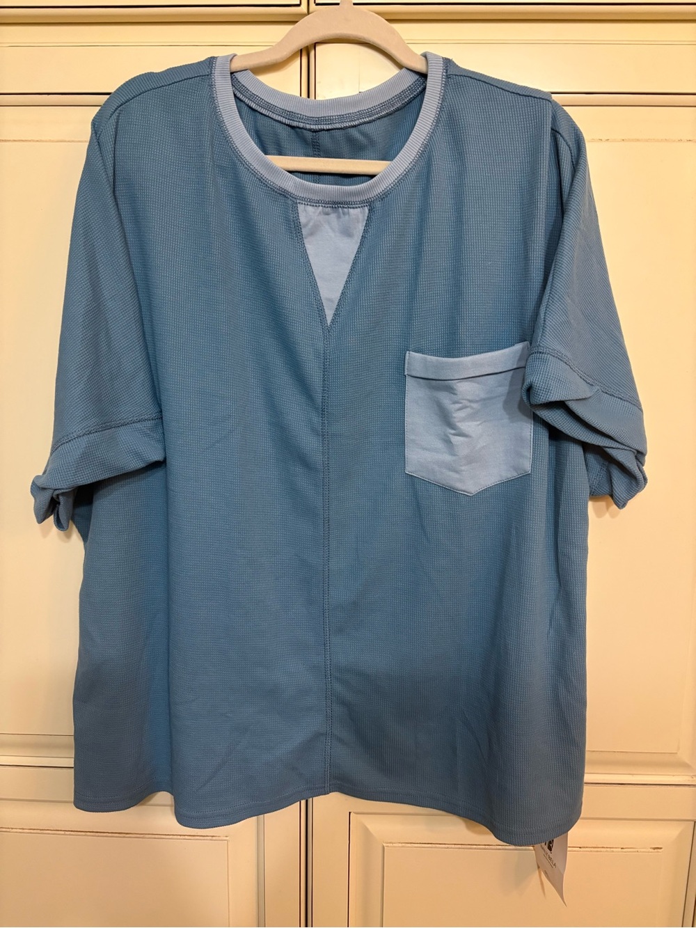 Womens XL Blue Short Sleeve Shirt with matching shorts. BNWT. Shirt fits a XXL